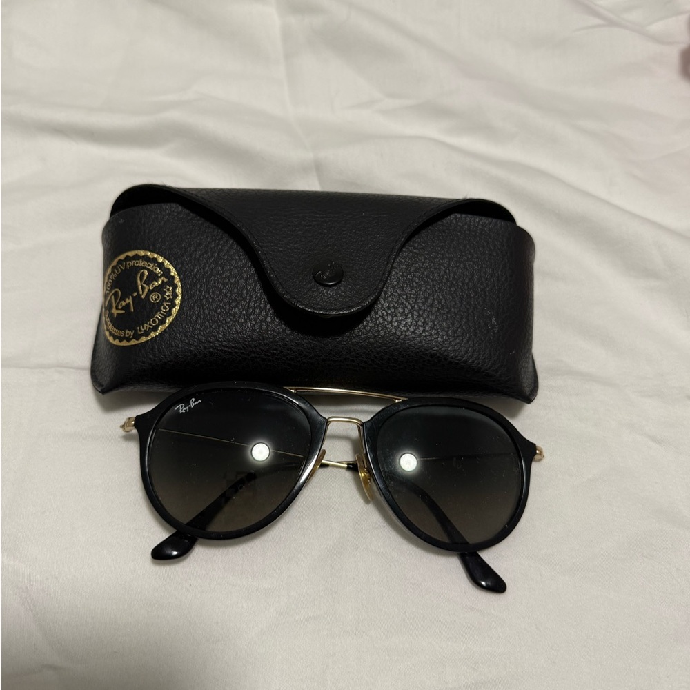 Ray-Ban Black and Gold Sunglasses with Case